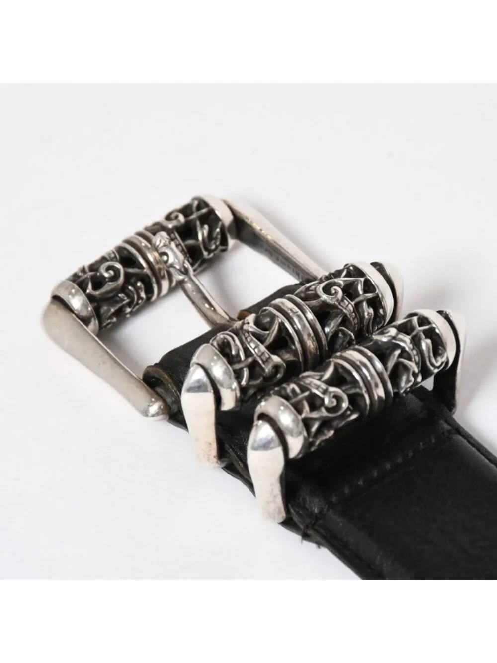 Chrome Hearts Blt Roller Belt 32 Black Leather 925 Sterling Silver